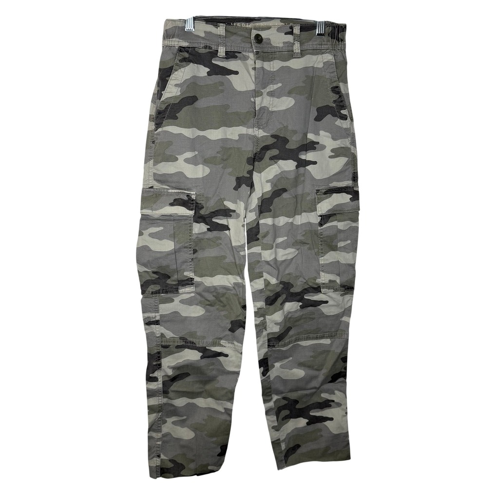 American Eagle Camo Super Stretch Cargo Pants Grey Green Raw Hem Size 00 Regular